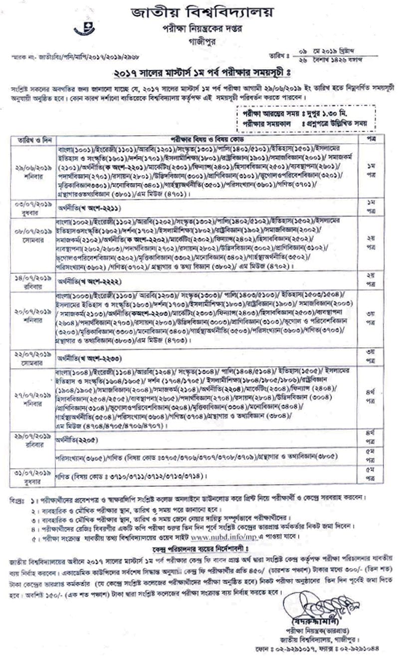 National University Honours 1st year Routine 2020